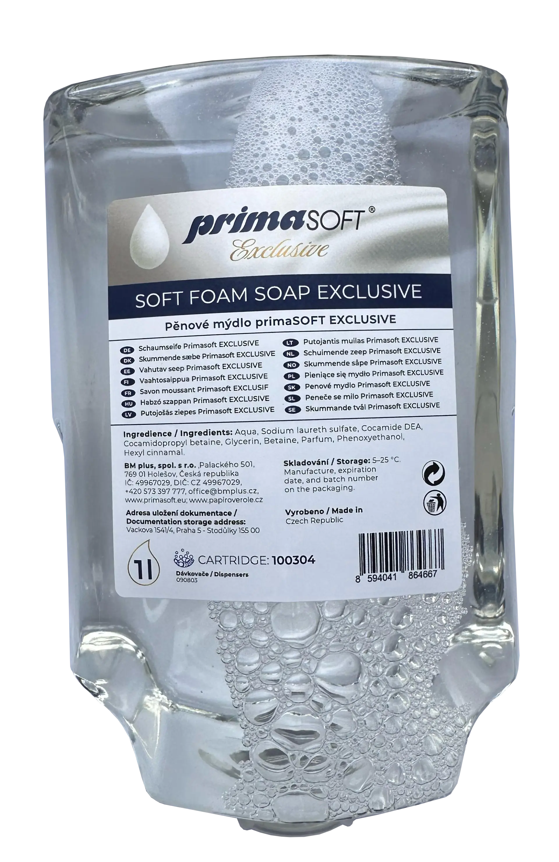 17 – PrimaSoft Exclusive Schaumseife, Aloe Vera, 1000 ml, Kartusche, weiß
